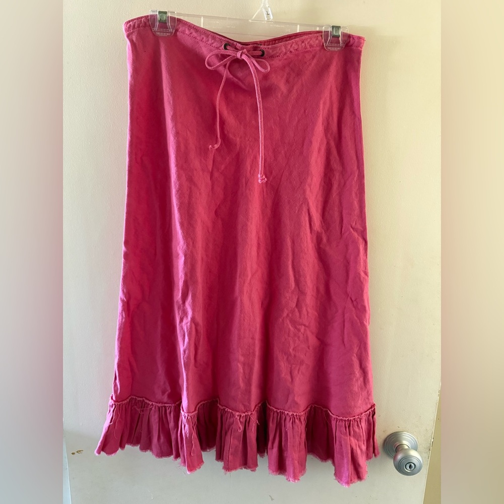 J Crew Pink Ruffled linen Skirt